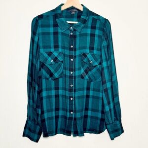 Sanctuary Fireside Boyfriend Shirt in Emerald Green Sz M